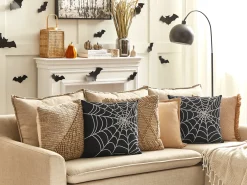 Cuscino decorativo LYCORIS Velluto 45 x 45 cm Nero Trama astratta