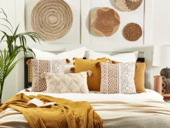 Cuscino decorativo MALUS Cotone 45 x 45 cm Marrone chiaro Trama orientale