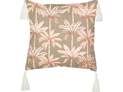 Cuscino decorativo MELOBESIA Cotone 45 x 45 cm Beige Trama di piante