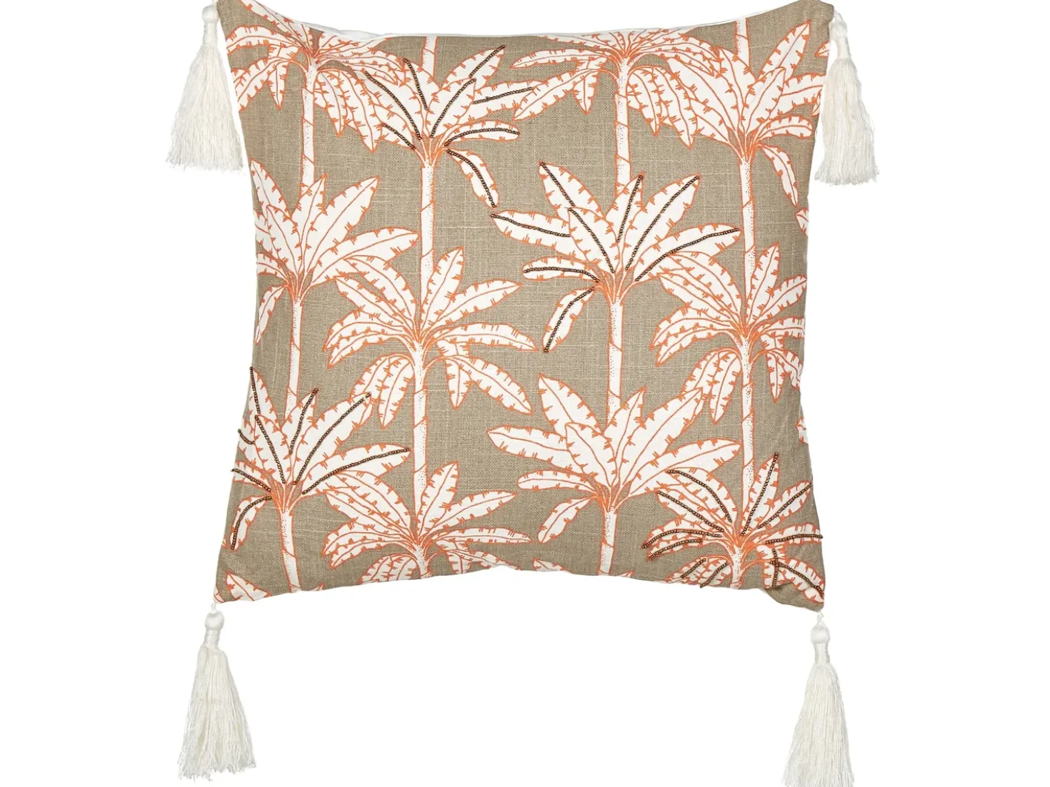 Cuscino decorativo MELOBESIA Cotone 45 x 45 cm Beige Trama di piante