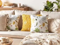 Cuscino decorativo MULLEIN Velluto 45 x 45 cm Multicolore Trama di piante