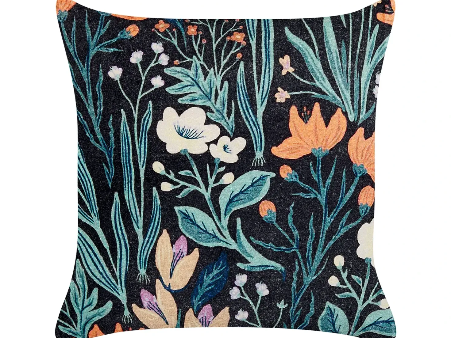 Cuscino decorativo OSMUNDA Velluto 45 x 45 cm Nero Trama floreale