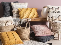 Cuscino decorativo PAIKA Cotone 45 x 45 cm Grigio scuro Tinta unita