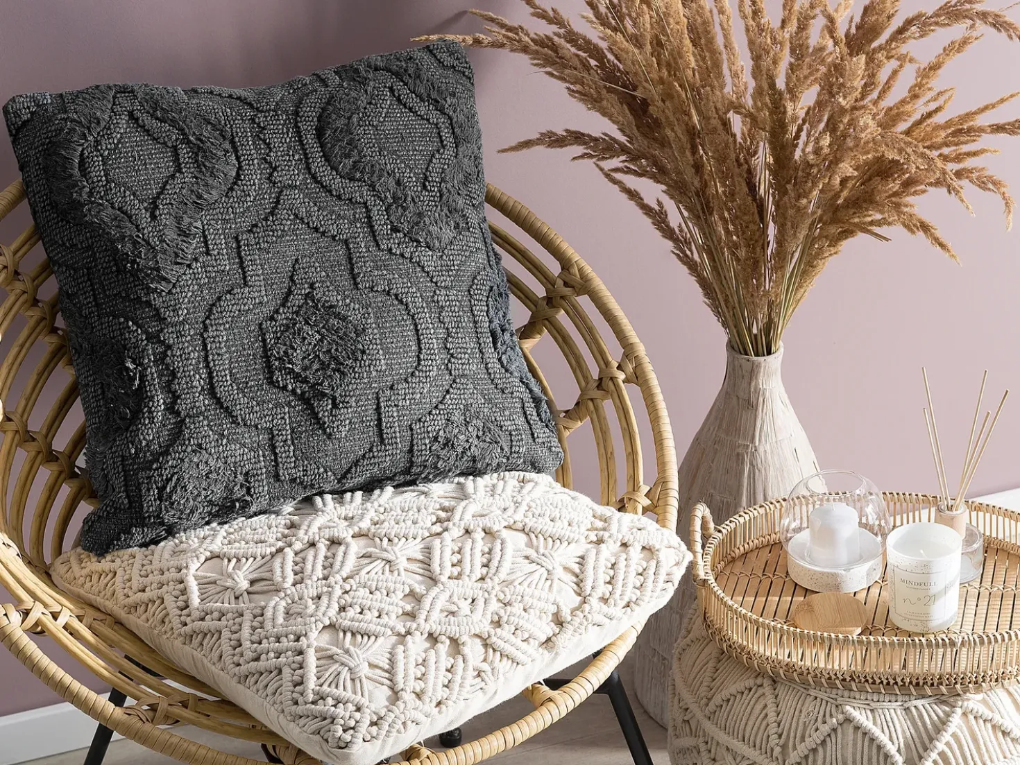 Cuscino decorativo PAIKA Cotone 45 x 45 cm Grigio scuro Tinta unita