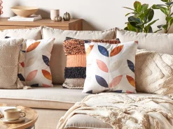 Cuscino decorativo QUINOA Velluto 45 x 45 cm Multicolore Trama di piante