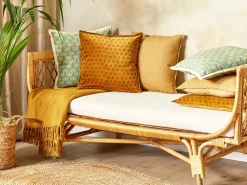 Cuscino decorativo RAPIS Velluto 45 x 45 cm Giallo Trama geometrica