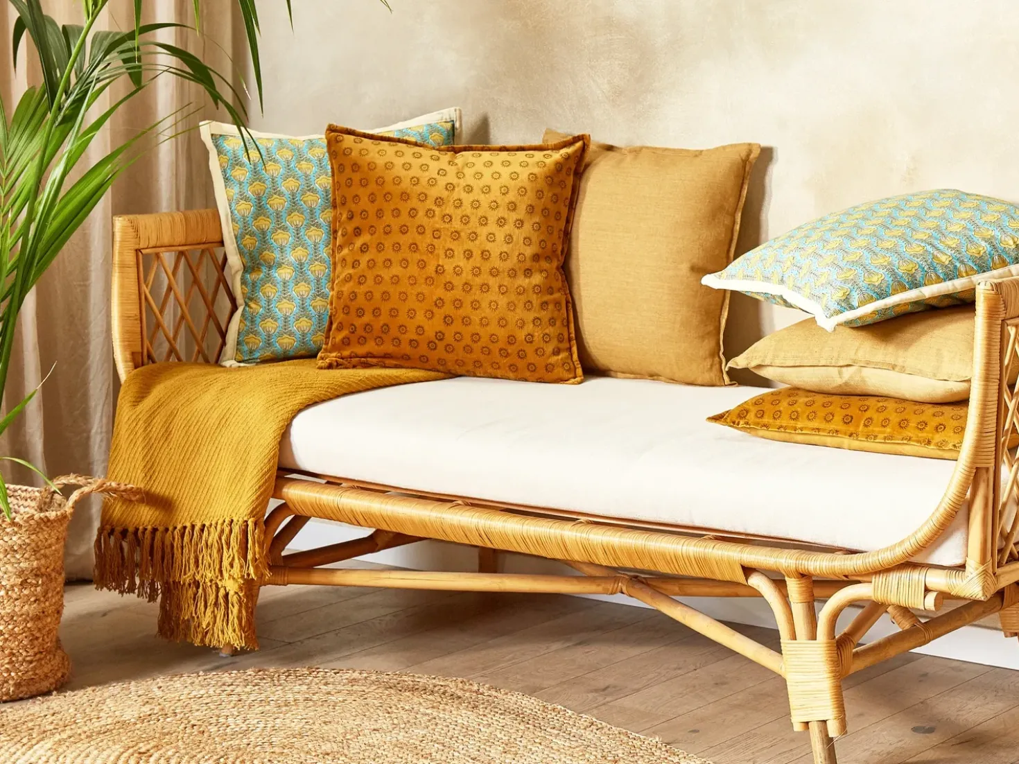 Cuscino decorativo RAPIS Velluto 45 x 45 cm Giallo Trama geometrica