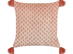 Cuscino decorativo RUMHORA Velluto 45 x 45 cm Rosa Trama floreale