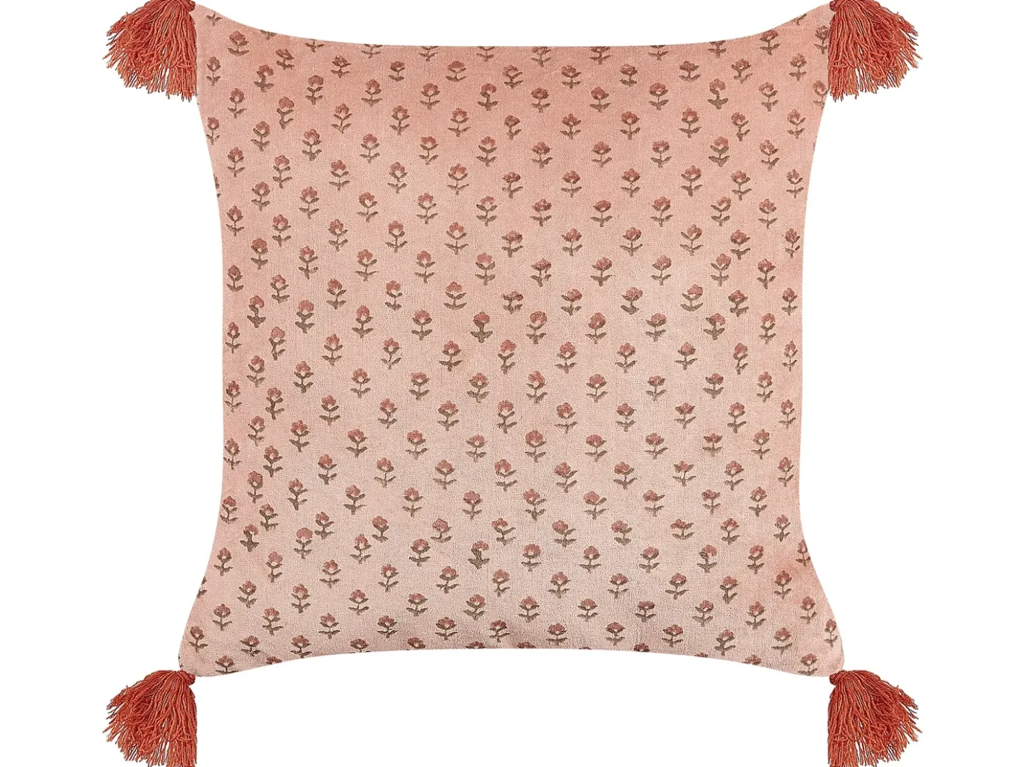 Cuscino decorativo RUMHORA Velluto 45 x 45 cm Rosa Trama floreale