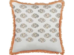 Cuscino decorativo SATIVUS Cotone 45 x 45 cm Arancione Trama floreale