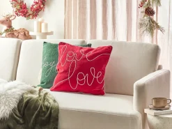 Cuscino decorativo SIDERASIS Velluto 45 x 45 cm Rosso Scritta