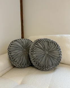 Cuscino decorativo UDALA Velluto 40 x 40 cm Grigio Tinta unita