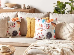 Cuscino decorativo VISCARIA Velluto 45 x 45 cm Multicolore Trama di piante