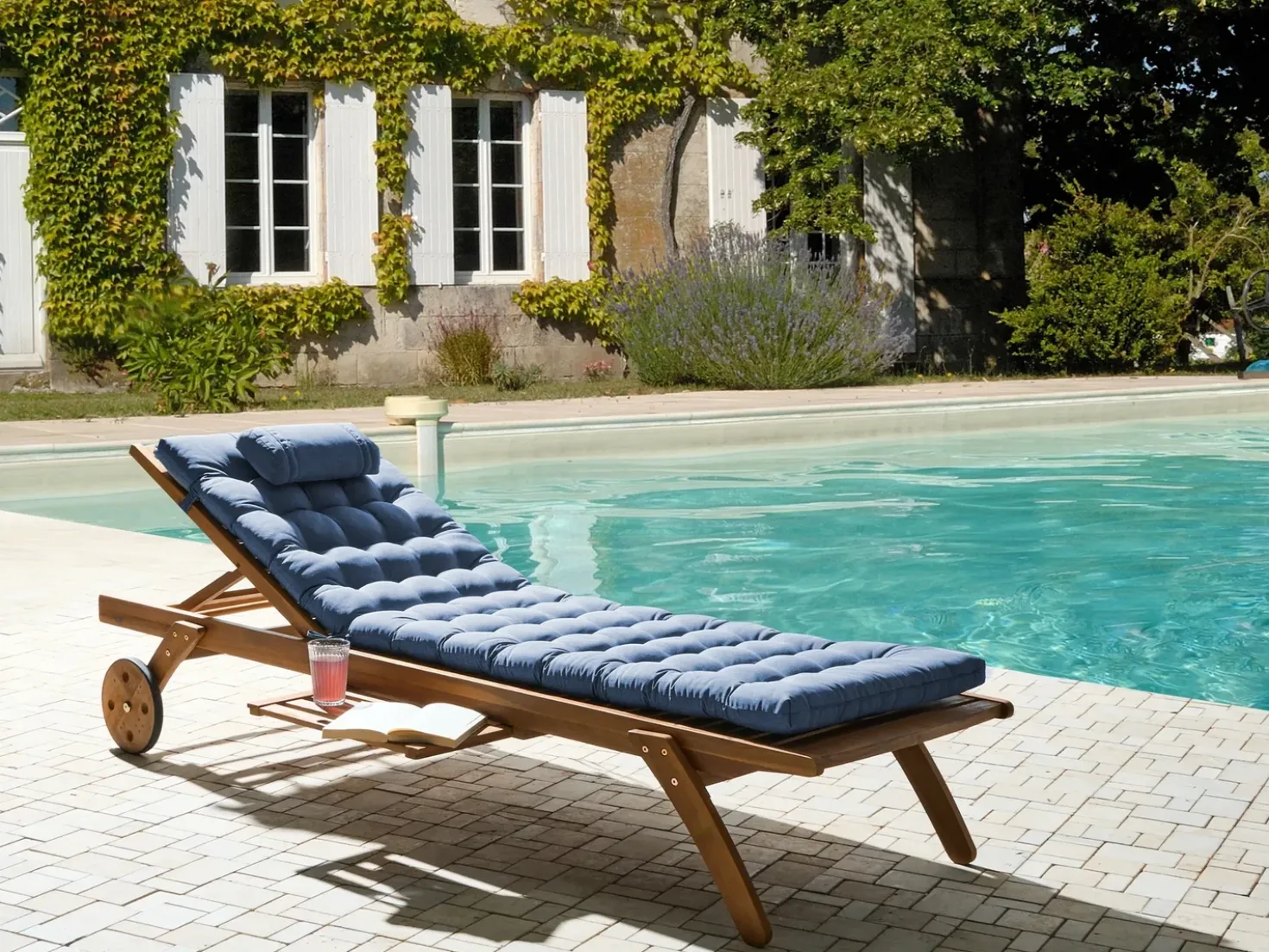Cuscino per sdraio CESANA PREMIUM 192 x 56 cm Blu