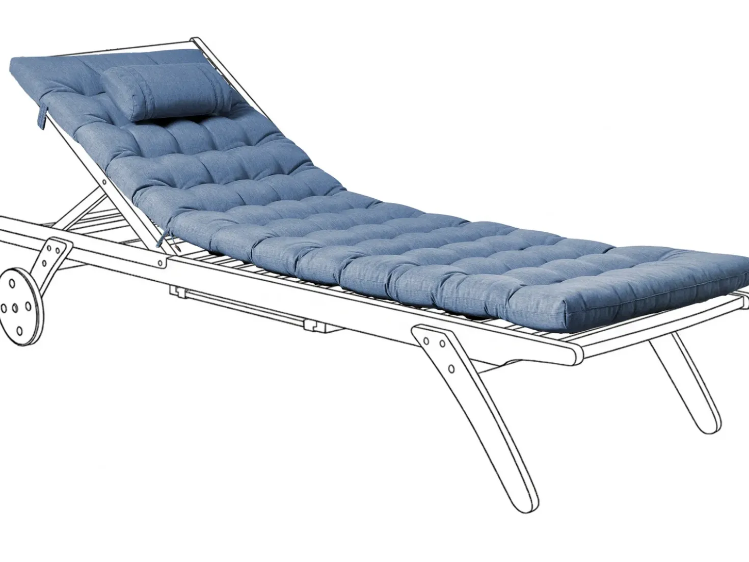 Cuscino per sdraio CESANA PREMIUM 192 x 56 cm Blu