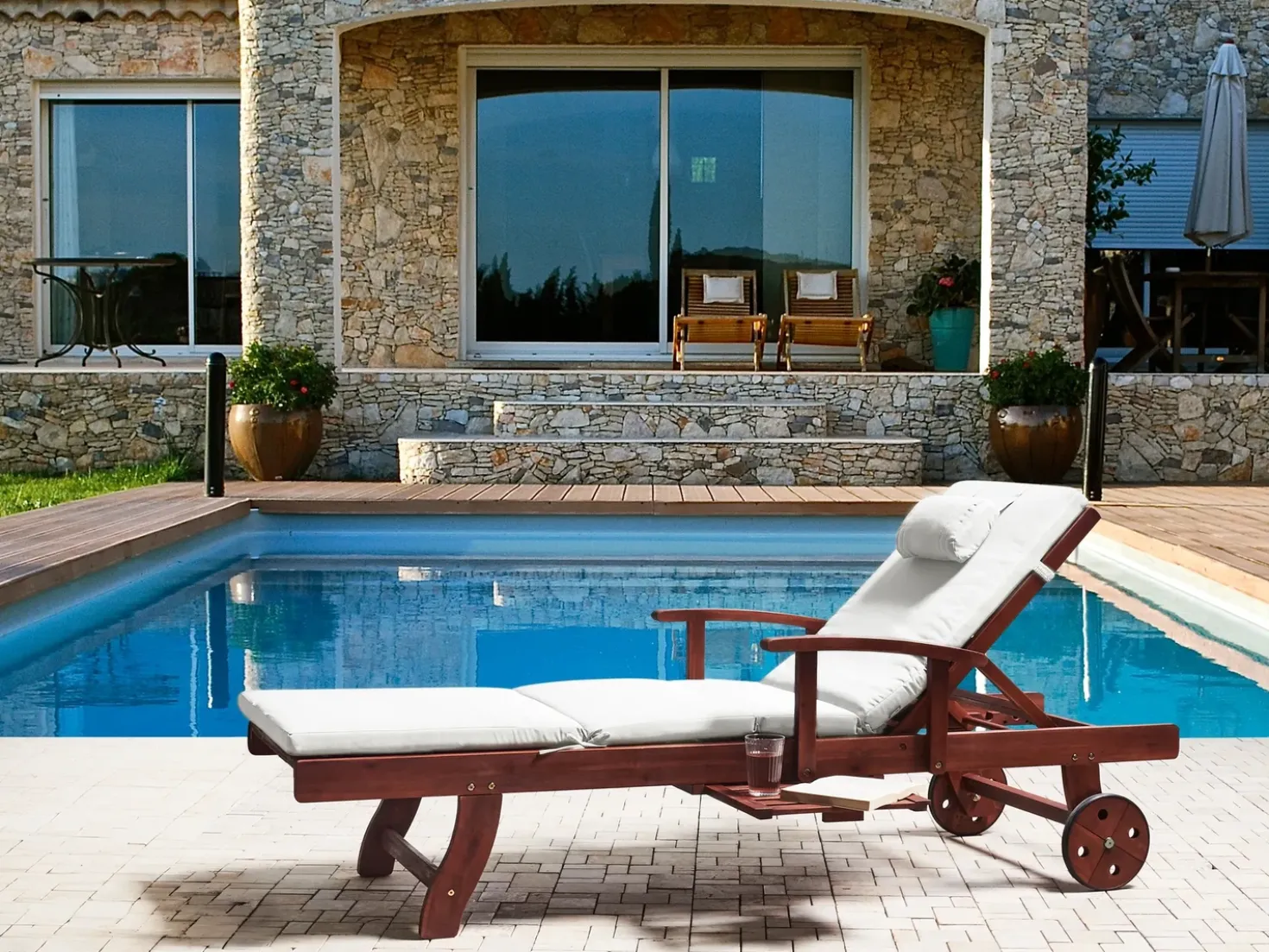 Cuscino per sdraio TOSCANA/JAVA/AMANTEA PREMIUM 189 x 58 cm Bianco sporco