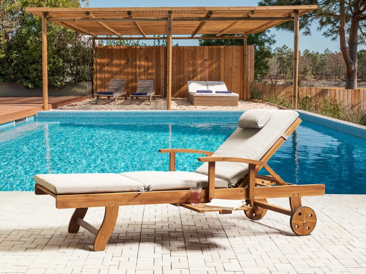Cuscino per sdraio TOSCANA/JAVA/AMANTEA PREMIUM 189 x 58 cm Beige chiaro