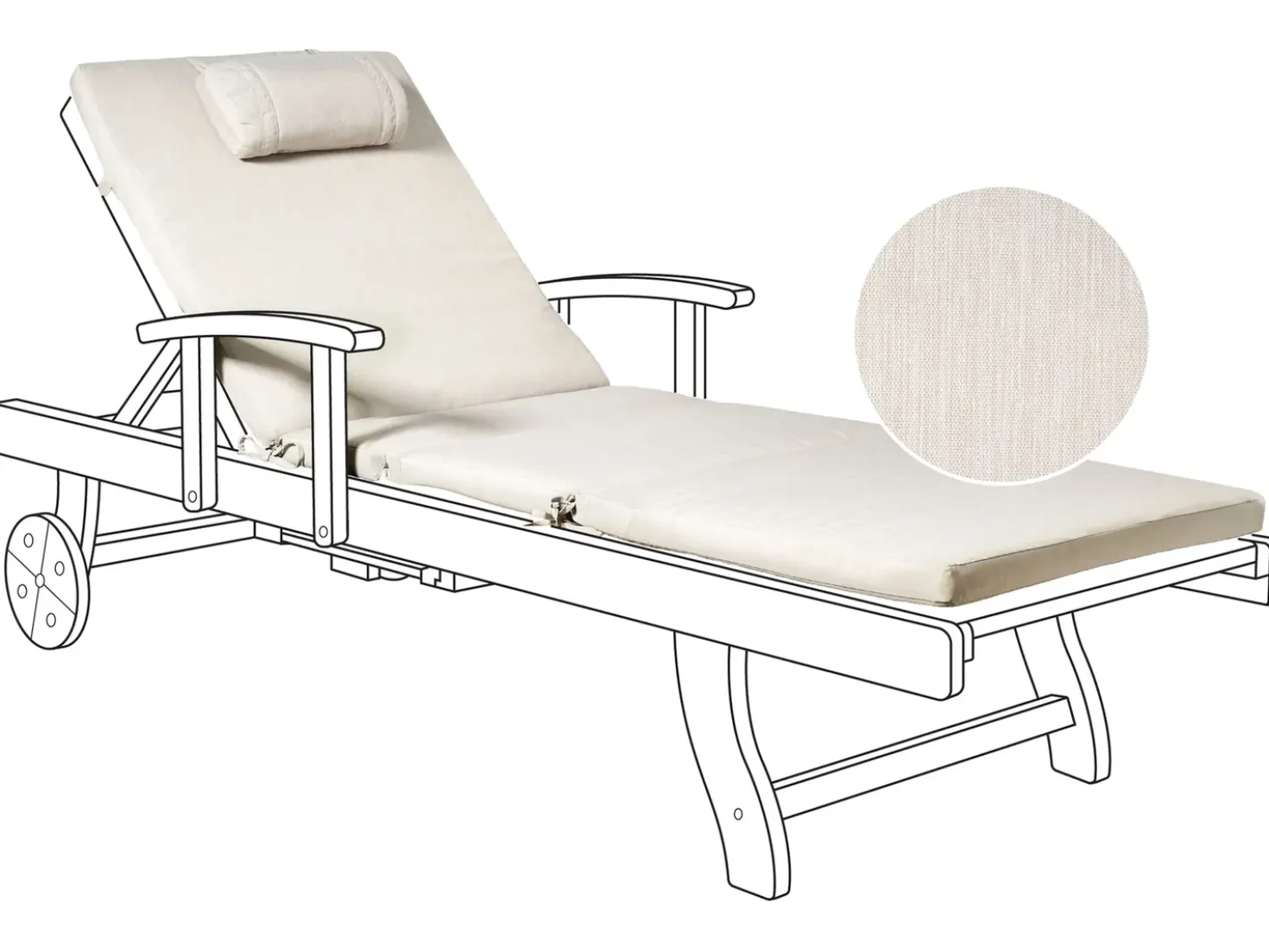 Cuscino per sdraio TOSCANA/JAVA/AMANTEA PREMIUM 189 x 58 cm Beige chiaro