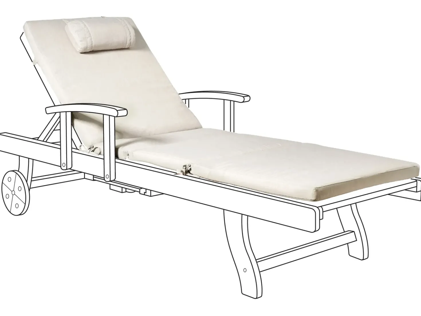 Cuscino per sdraio TOSCANA/JAVA/AMANTEA PREMIUM 189 x 58 cm Beige chiaro