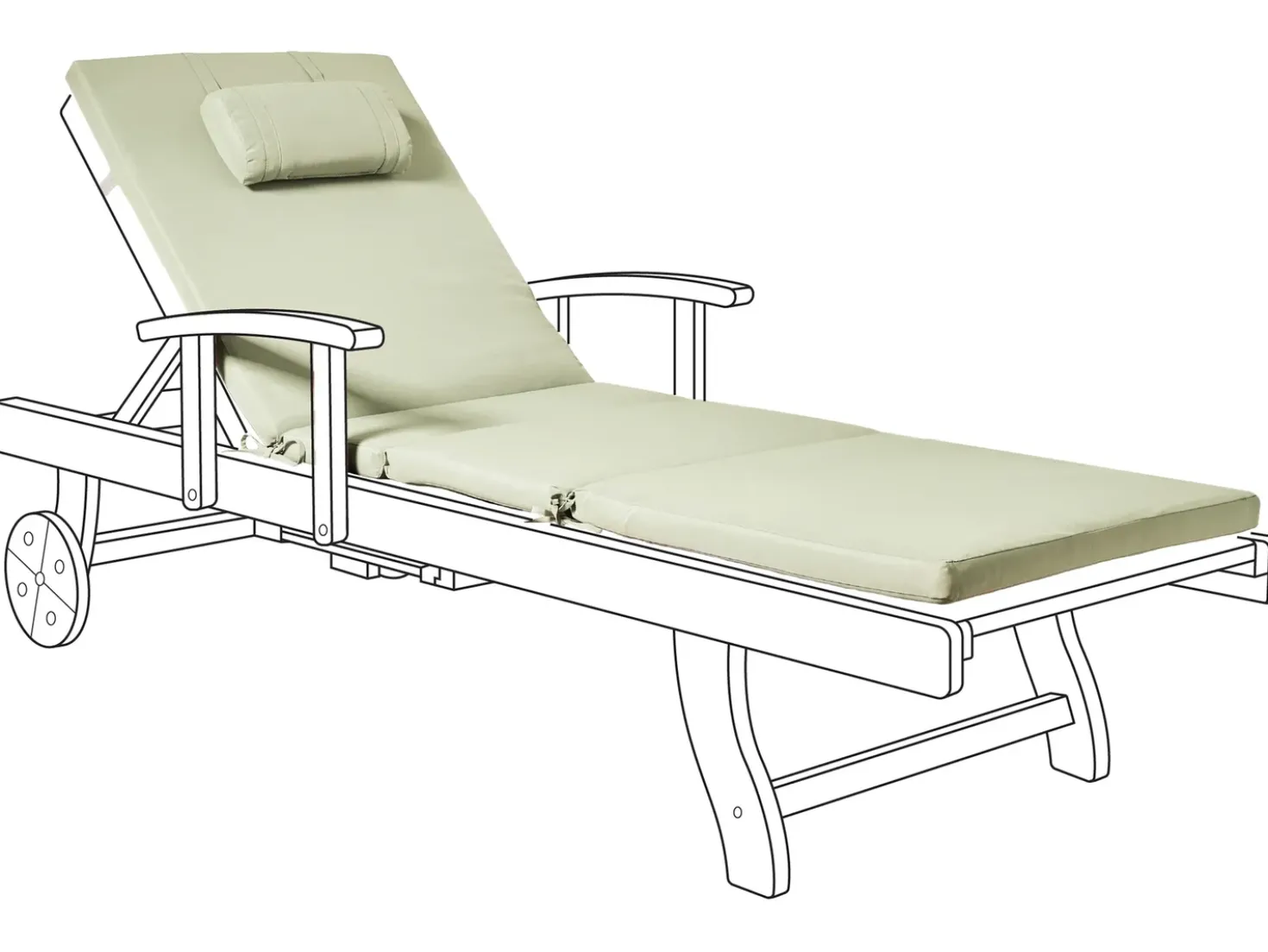 Cuscino per sdraio TOSCANA/JAVA/AMANTEA PREMIUM 189 x 58 cm Verde