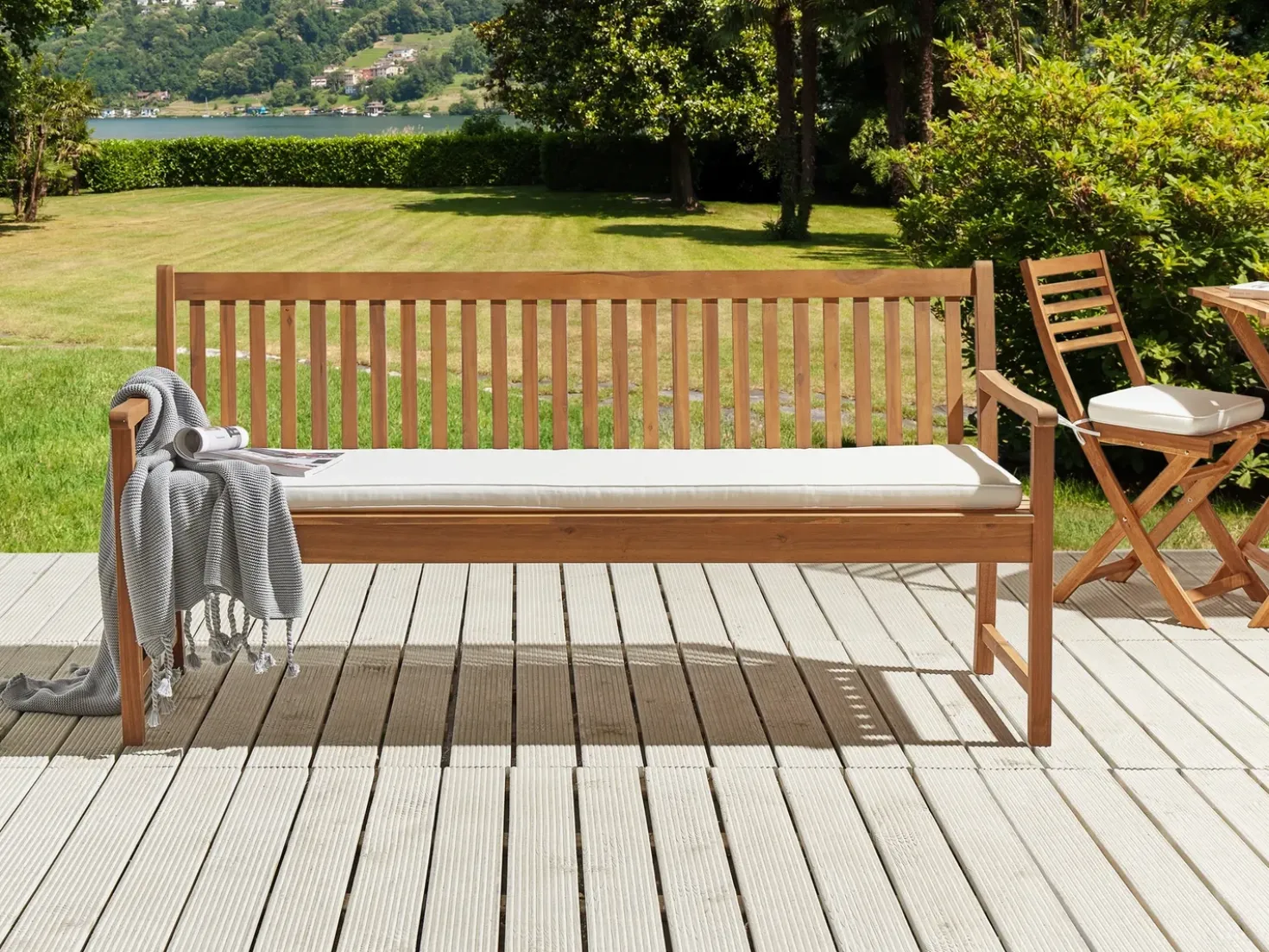 Cuscino per sedile a panca VIVARA 169 x 50 cm Bianco