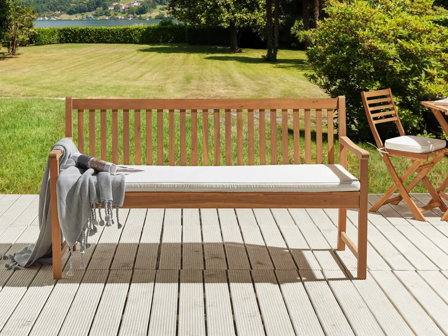 Cuscino per sedile a panca VIVARA 152 x 54 cm Bianco sporco