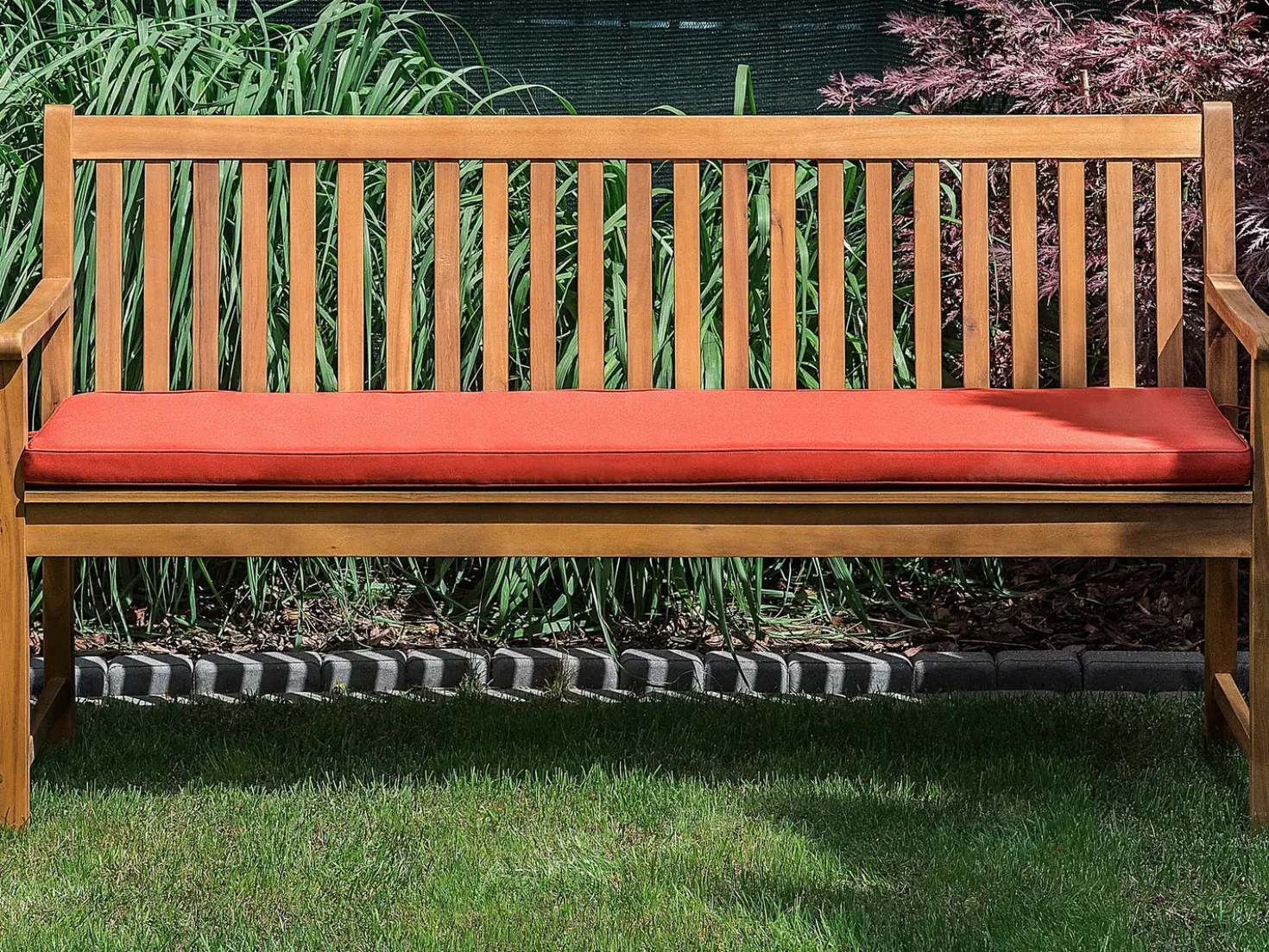 Cuscino per sedile a panca VIVARA 152 x 54 cm Rosso scuro