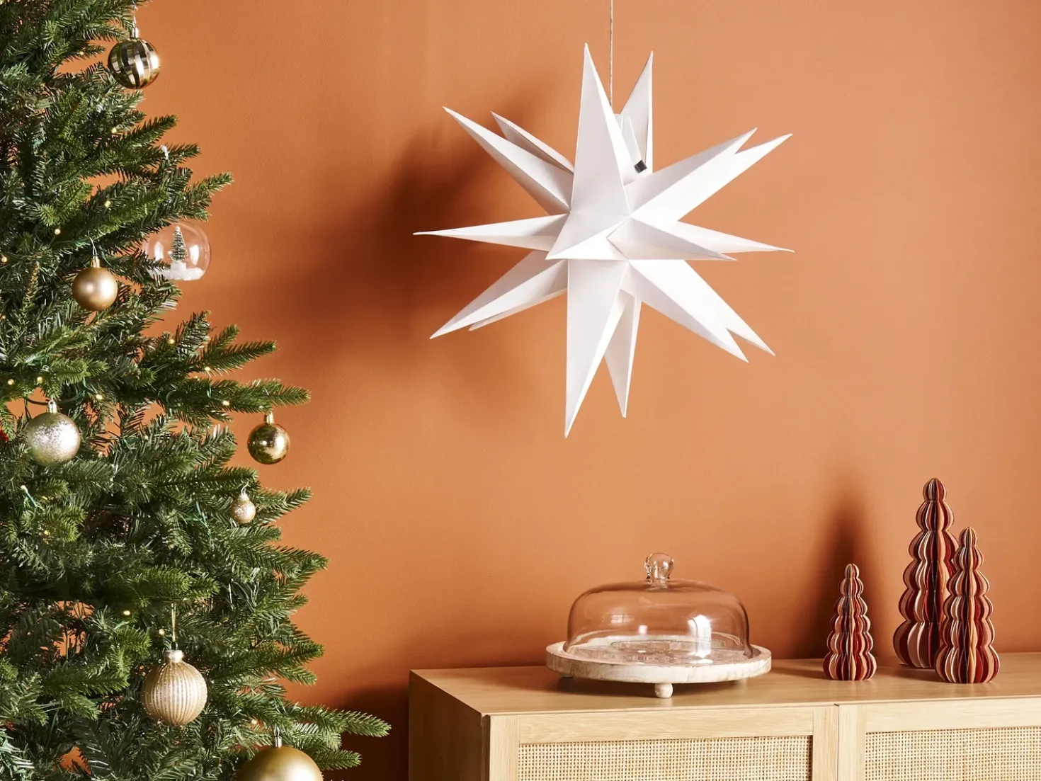 Decorazione da appendere LED BHAGIRATHI Stella 44 cm Bianco sporco