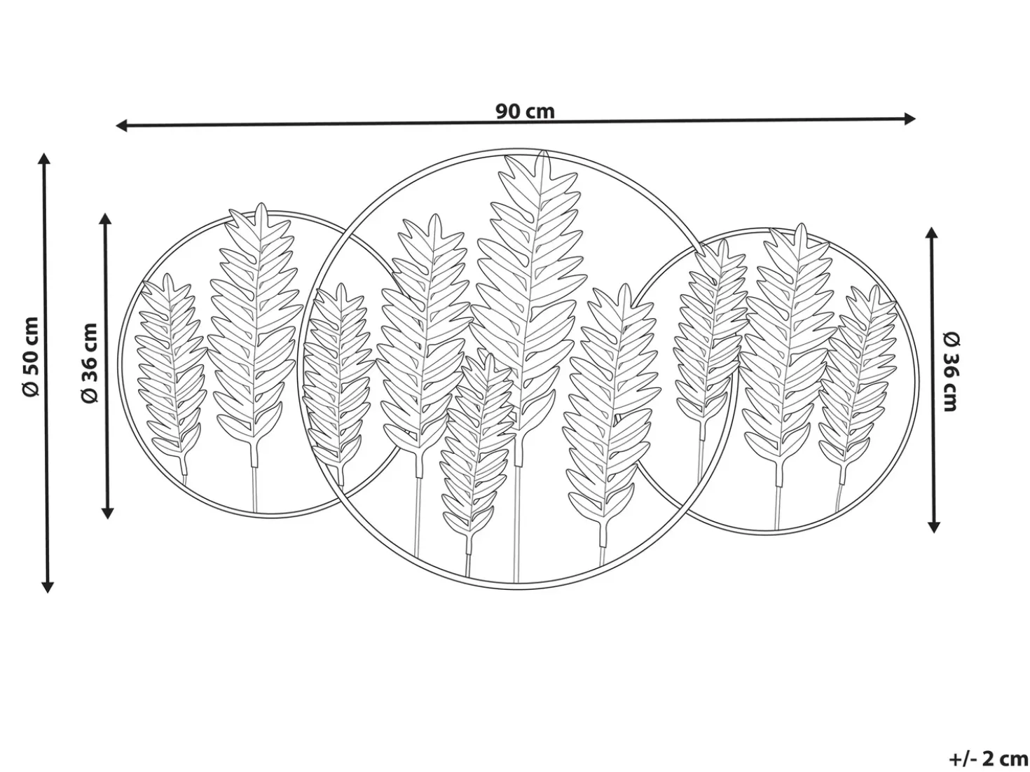 Decorazione da parete Foglia COPERNICIUM Metallo 50 cm Oro