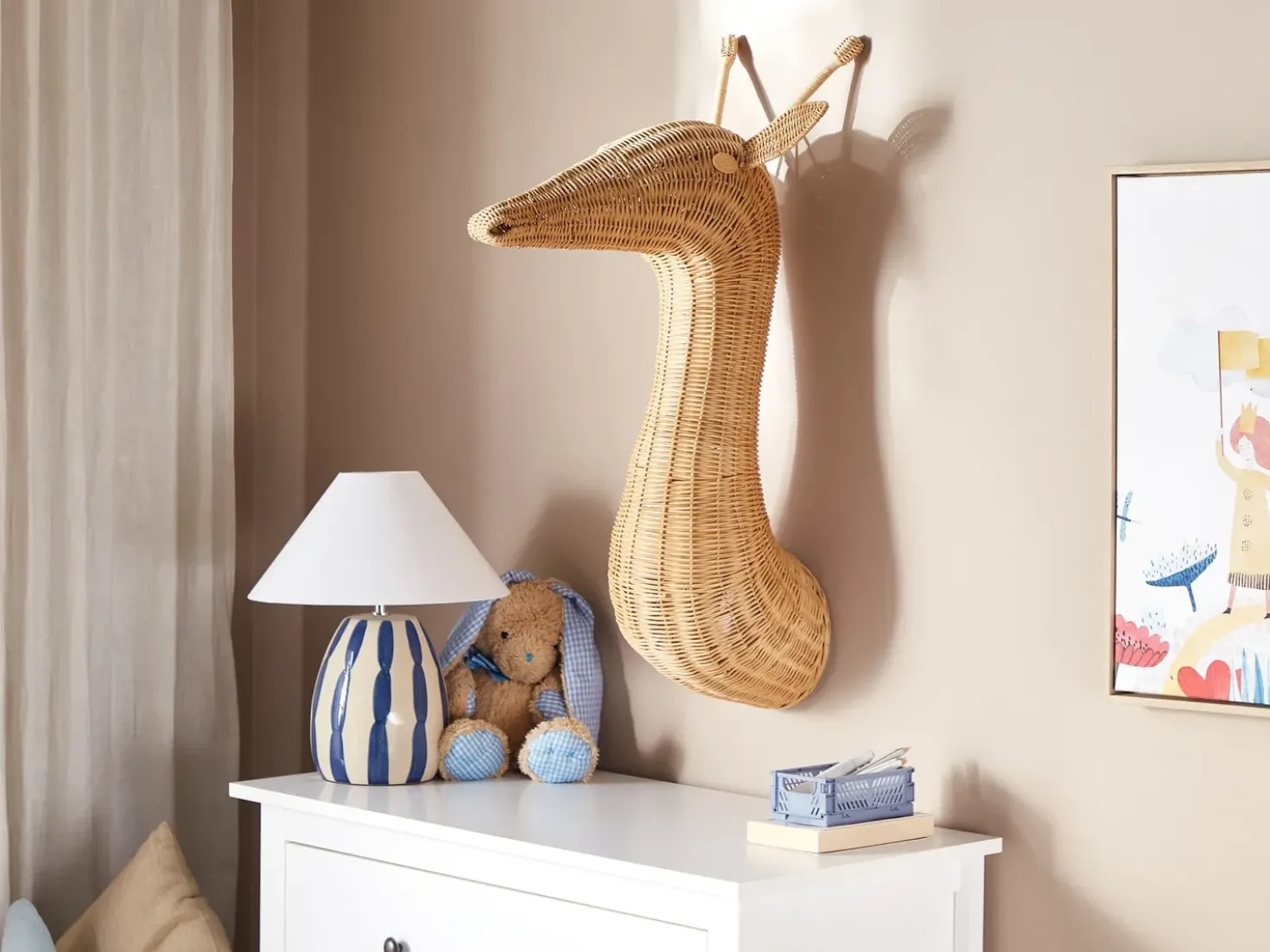 Decorazione da parete Giraffa BANANEC Rattan 83 cm Naturale