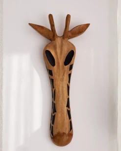 Decorazione da parete Giraffa EKPOMA Legno di mango 68 cm Marrone chiaro