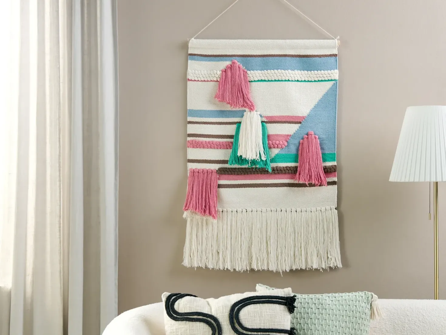 Decorazione da parete in tessuto MOOLA Cotone 109 cm Beige chiaro