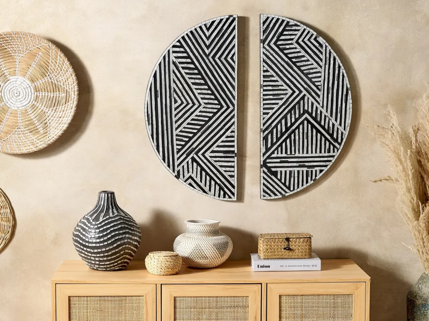 Decorazione da parete MANDAU Vetro 76 cm Nero