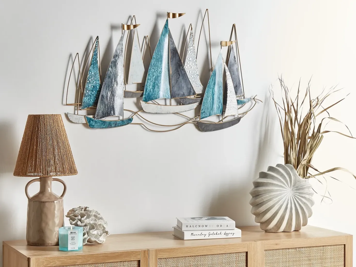 Decorazione da parete Nave BOHRIUM Metallo 50 cm Blu