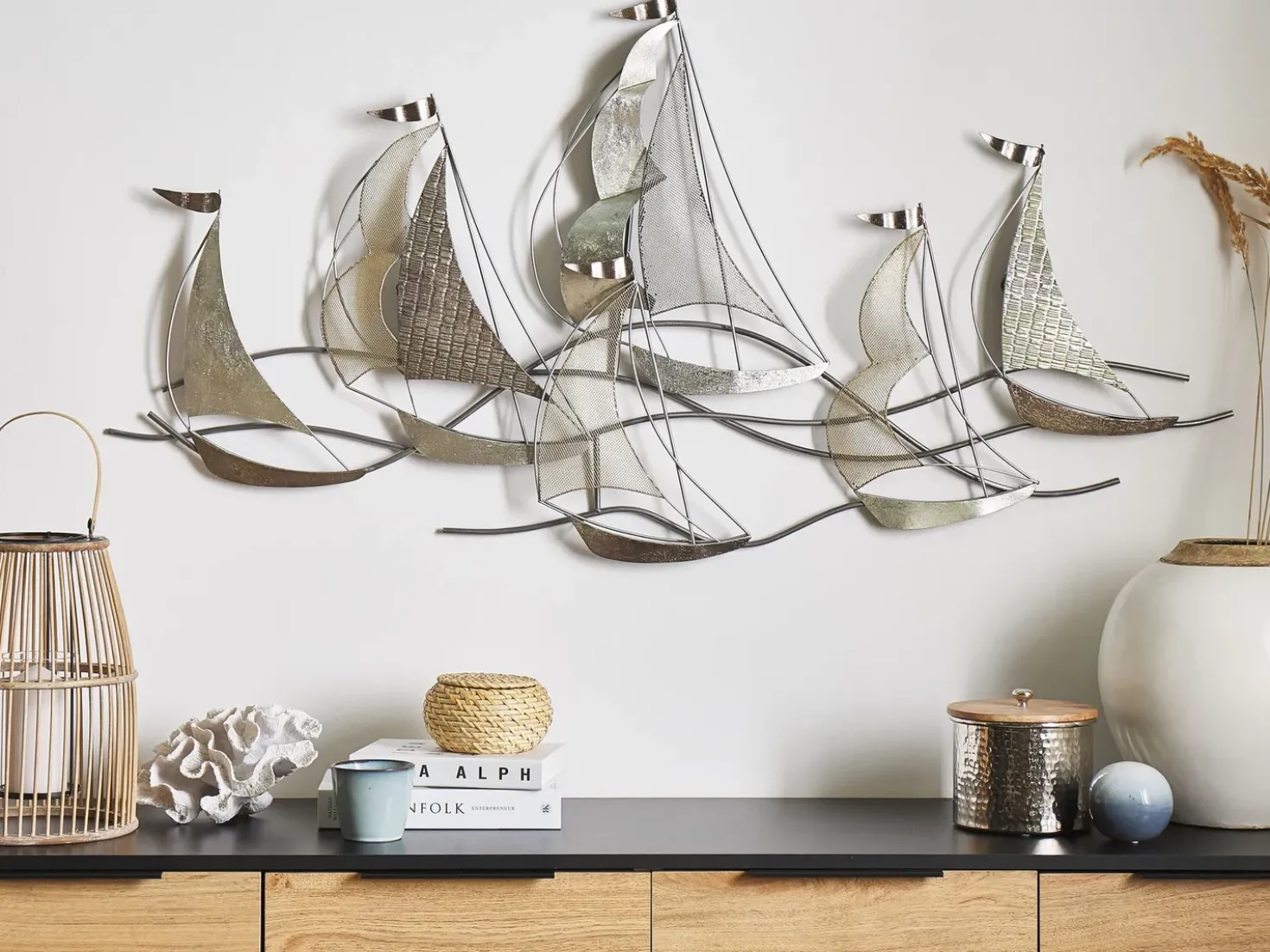 Decorazione da parete Nave AMERICIUM Metallo 67 cm Argento