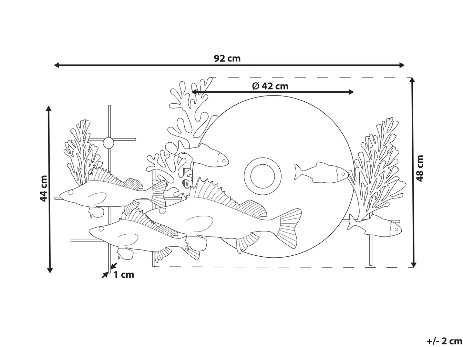 Decorazione da parete Pesce BARIUM Metallo 48 cm Blu