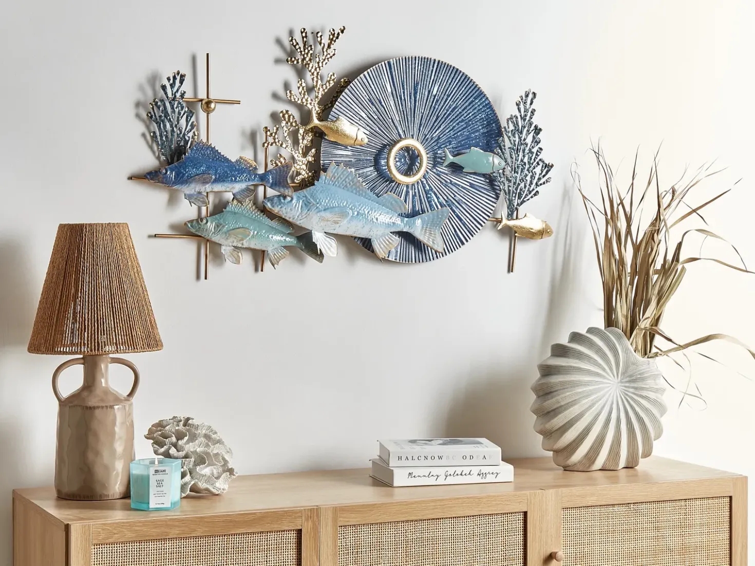 Decorazione da parete Pesce BARIUM Metallo 48 cm Blu