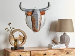 Decorazione da parete Toro ERBIUM Metallo 41 cm Grigio