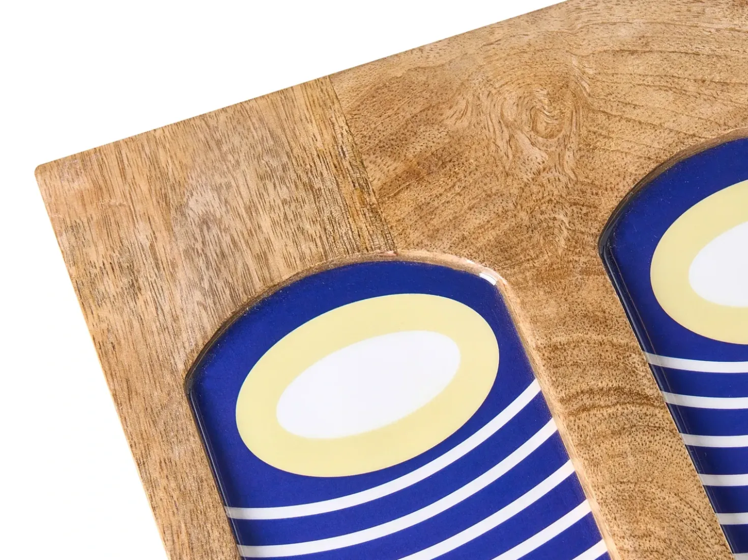 Decorazione da parete Volto JIMETA Legno di mango 40 cm Blu