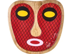 Decorazione da parete Volto KATSINA Legno di mango 22 cm Rosso