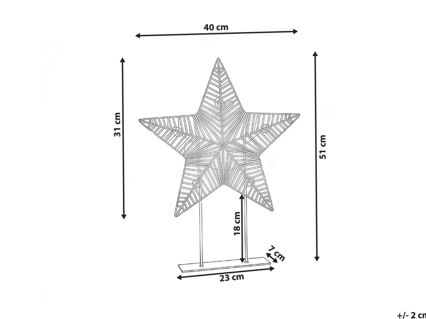 Decorazione natalizia LED FARUP Stella 51 cm Oro