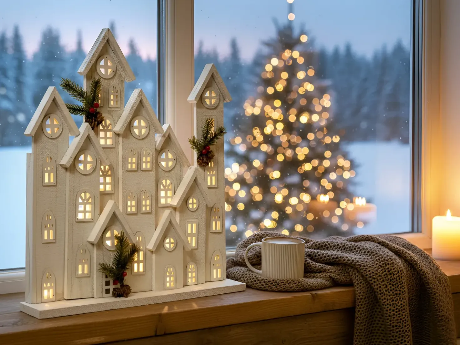 Decorazione natalizia LED MAAVESI Casa 53 cm Bianco