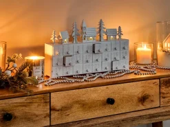Decorazione natalizia LED MUONIO Calendario dell'Avvento 24 cm Bianco