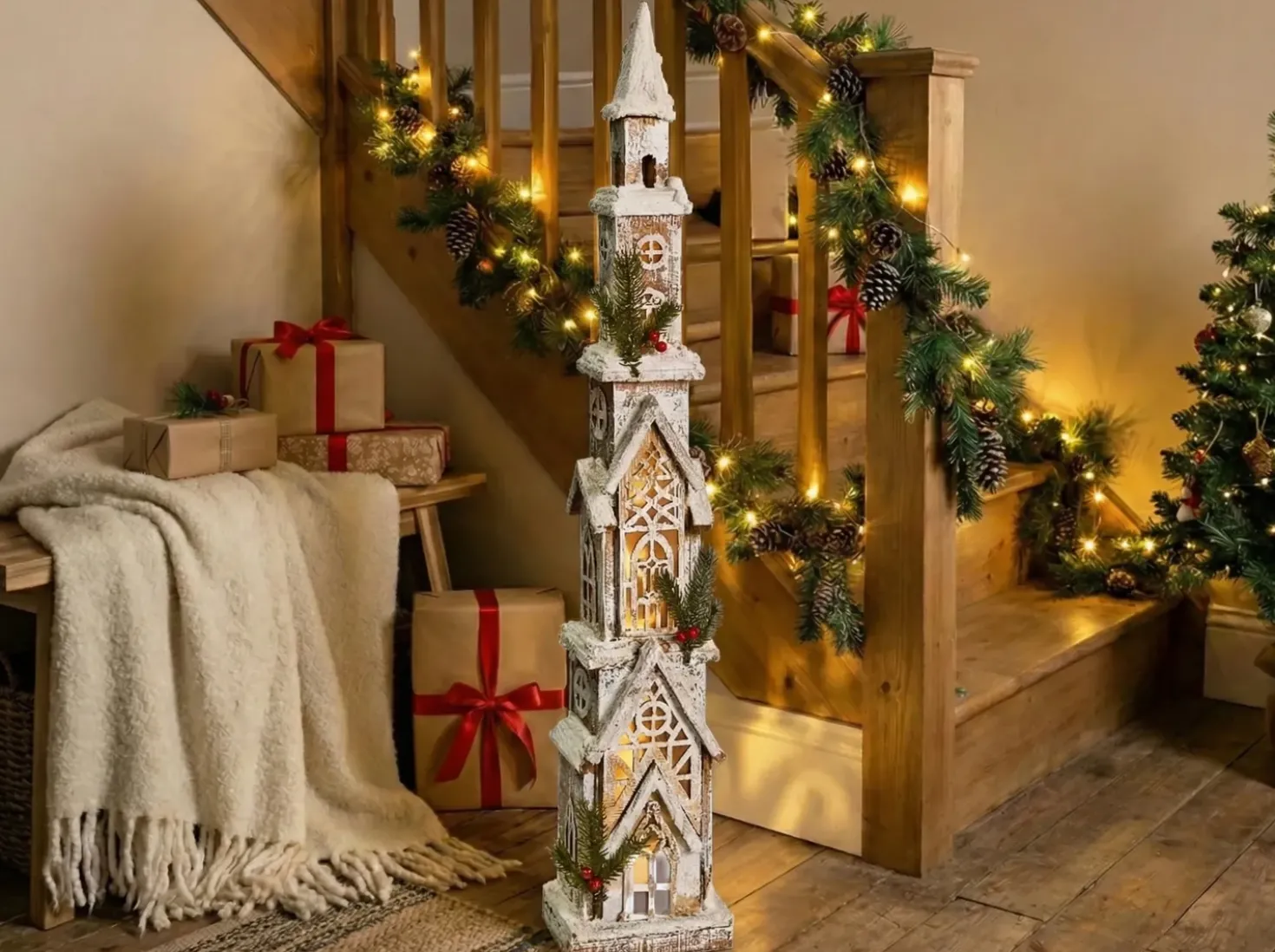 Decorazione natalizia LED NASIJARVI Casa 85 cm Marrone chiaro