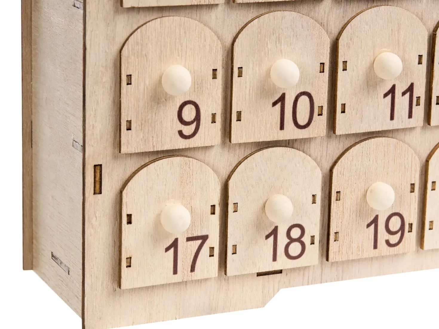 Decorazione natalizia LED HELIN Calendario dell'Avvento 33 cm Marrone chiaro