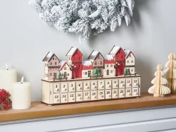 Decorazione natalizia LED VISTERFLO Calendario dell'Avvento 24 cm Marrone chiaro