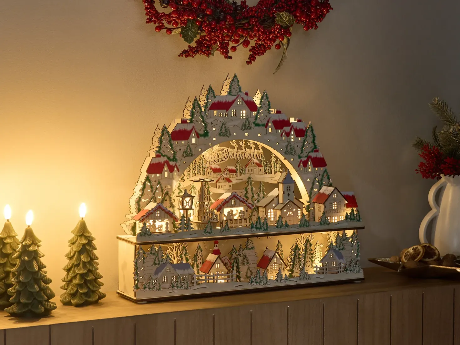 Decorazione natalizia LED BOLKESJO 39 cm Marrone chiaro