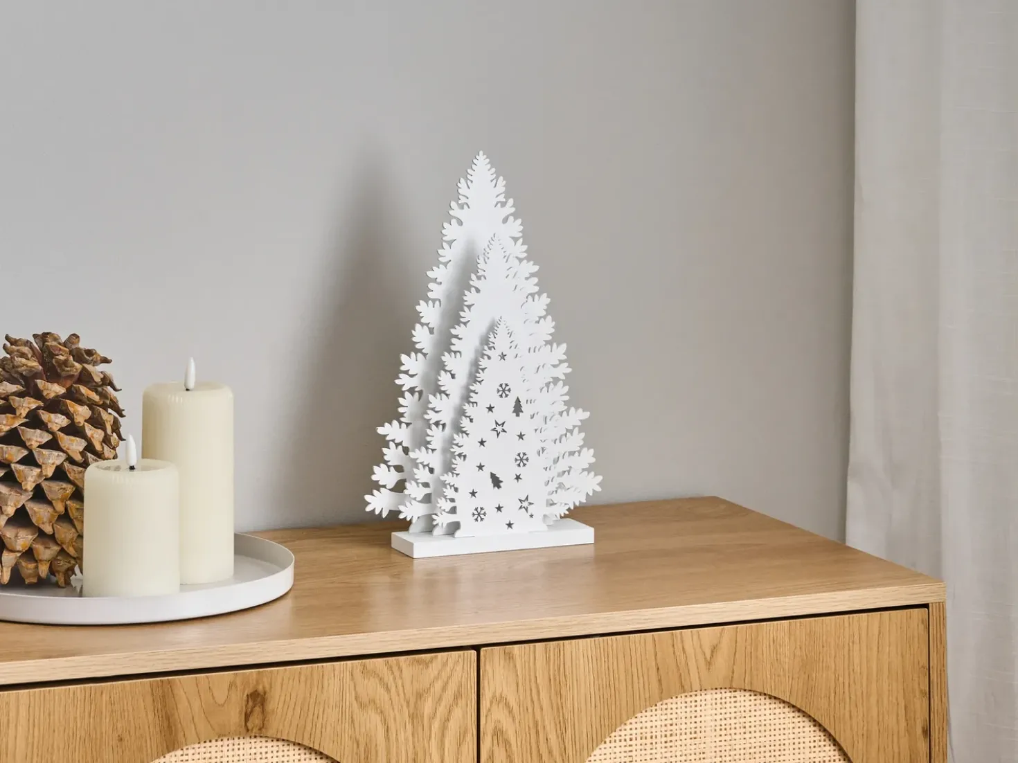 Decorazione natalizia LED EMMESAN Albero di Natale 33 cm Bianco