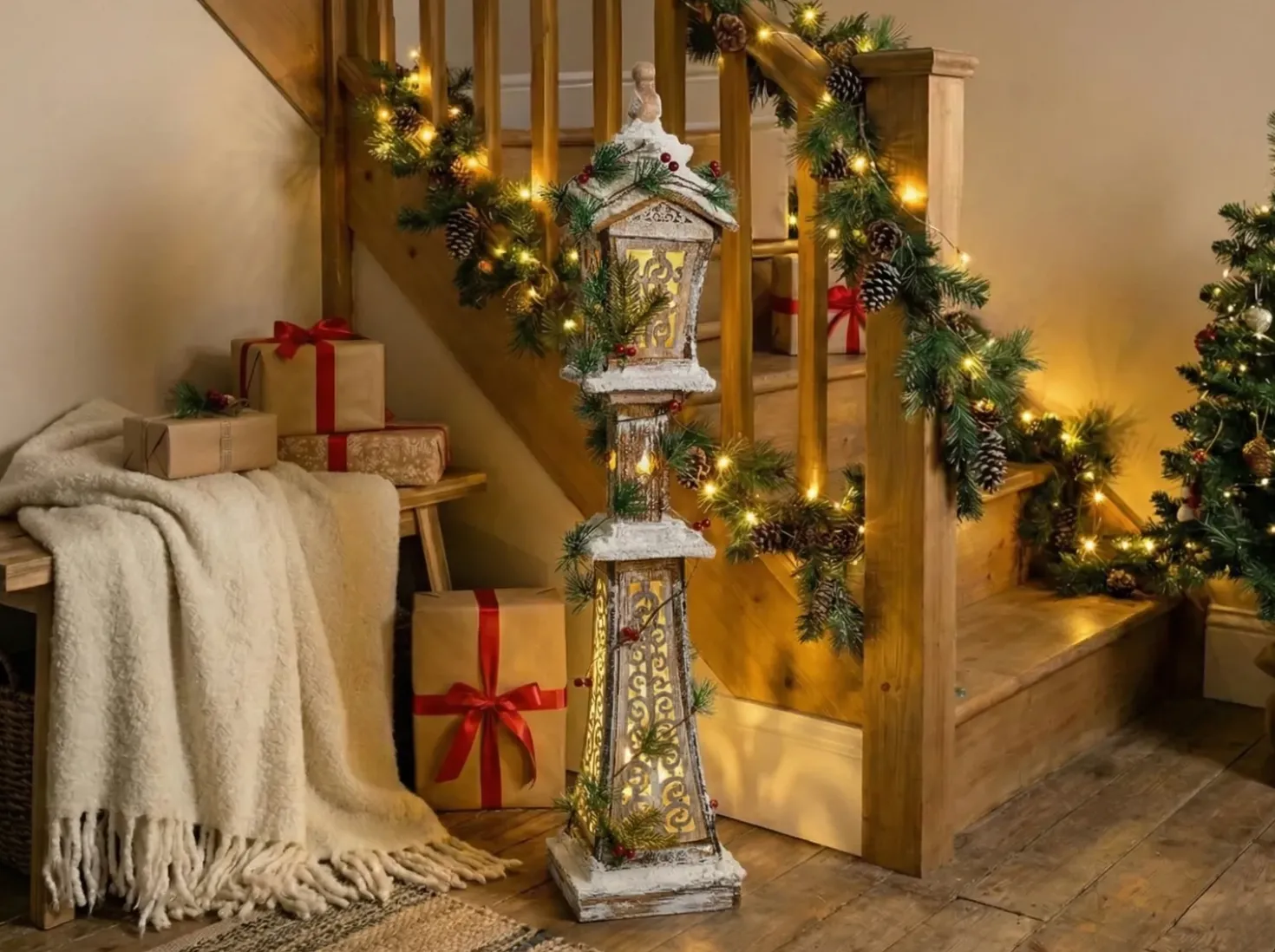 Decorazione natalizia LED LIESVESI Lampada da palo 80 cm Marrone chiaro