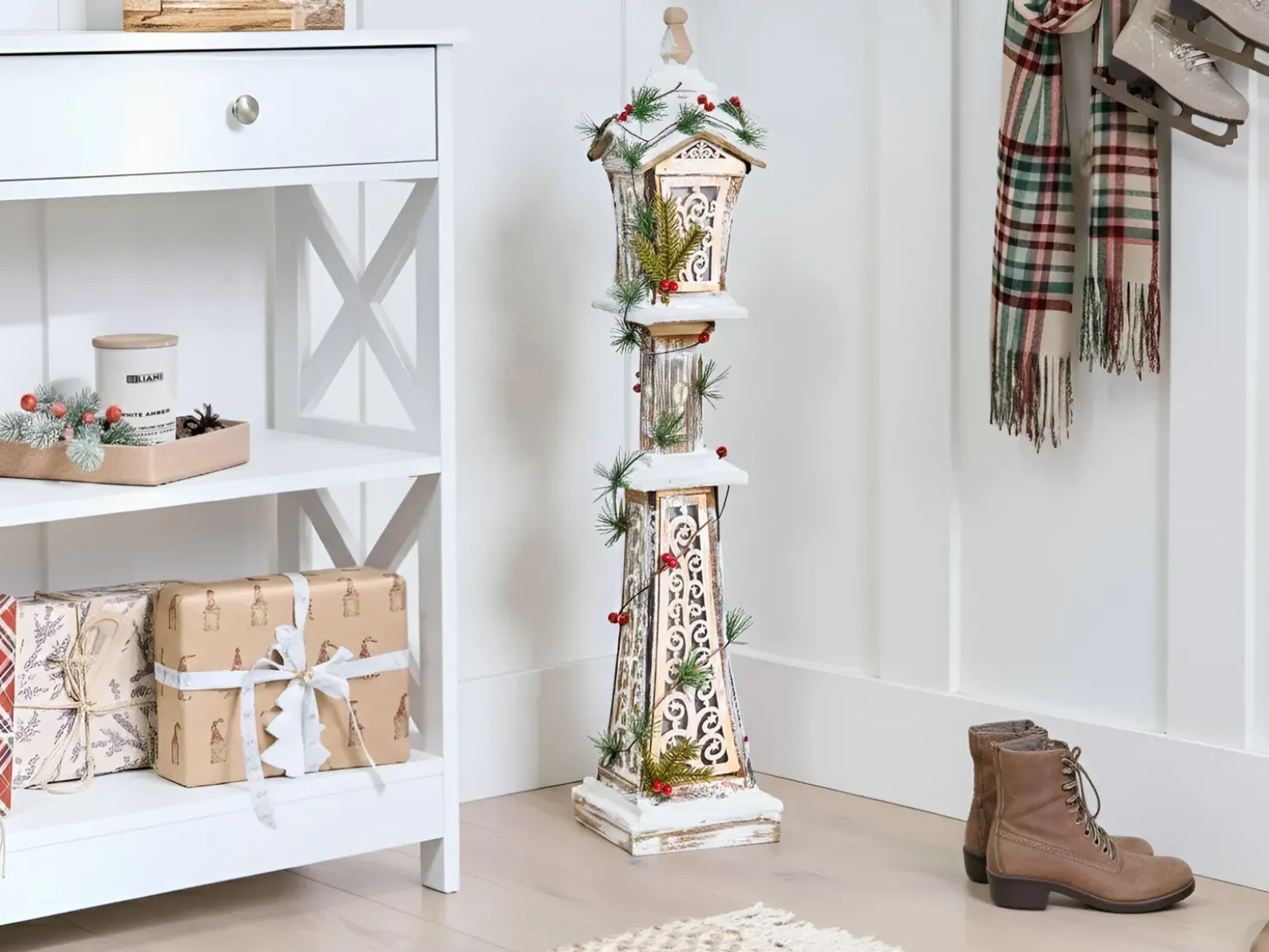 Decorazione natalizia LED LIESVESI Lampada da palo 80 cm Marrone chiaro